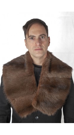 Dark brown polecat fur collar - unisex